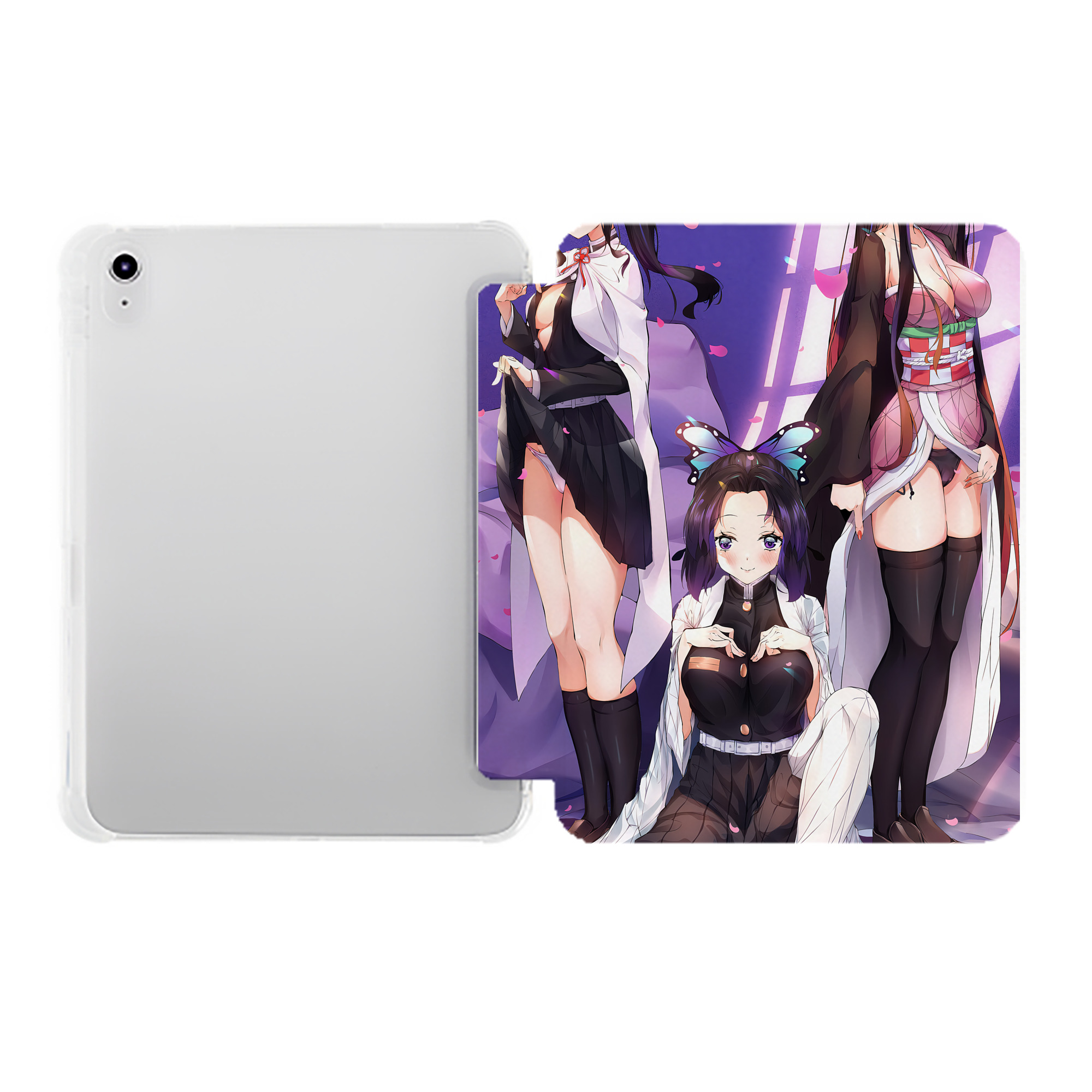 （画像用） 鬼滅の刃（きめつのやいば）竈門 禰󠄀豆子／かまど ねずこ Kamado Nezuko IPad ケース ペン収納付き 三つ折りスタンド PUレザー×シリコン 対応機種9.5/10.5/10.9インチ
